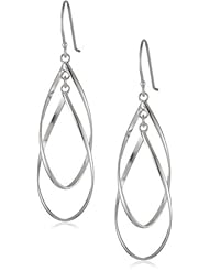 Sterling Silver Double Elongated Oval Twist French Wire Earrings