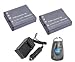 ValuePack (2 Count): Digital Replacement Battery PLUS Mini Battery Travel Charger for Specific Digital Camera and Camcorder Models / Compatible with Casio NP-130, NP130, NP-130DBA, NP130DBA Charges with Intelligent Charge Technology - Includes Car Adapter, TWO Batteries and ONE Leatherette Camera / Lens Accessories Pouch