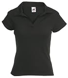 Fruit of the Loom lady fit rib polo shirt Black XS - size 8