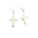 Mother of Pearl Chrisitan Cross Dangle Earrings, Cream White