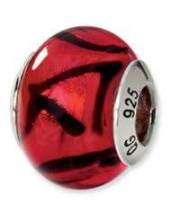 Red and Black, Murano Glass Charm for 3mm Charm Bracelets