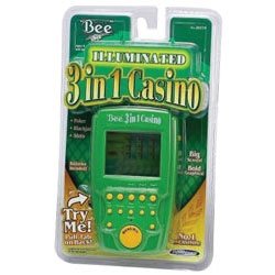 TECHNO SOURCE 3-in-1 Casino Hand Held Electronic Game - Poker/BlackJack/Slots 30370