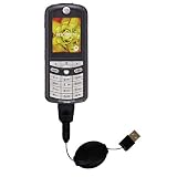 Retractable USB Cable for the Motorola E398 with Power Hot Sync and Charge capabilities - Gomadic Brand w/ TipExchange Technology