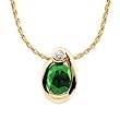14K Yellow Gold Chrome Tourmaline and Diamond Pendant