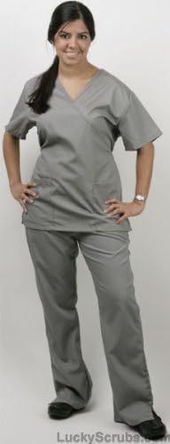 Mock Wrap Scrub Set (XXX-Large, Grey)