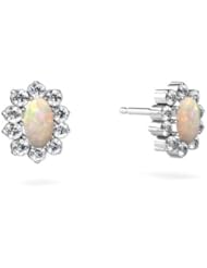 Genuine Opal 14kt White Gold Earrings