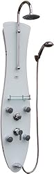 PULSE Showerspas 1006W-CH Molokai Pre-Plumbed Tempered Glass Shower System, White with Chrome Finish