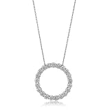 Valentine Day Sterling Silver Cubic Zirconia Pendant Circle Pendant Necklace Chain
