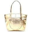 Coach Laura Leather Circle Embossed Signature Zip Tote 18336 Gold