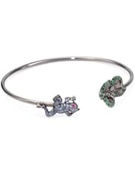 Borgioni Frog and Lilly Pad Open Cuff Bracelet