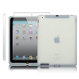 APPLE IPAD 2 SILIKON SKIN CASE SCHUTZHÜLLE IN TRANSPARENT + 2 x DISPLAYSCHUTZFOLIE