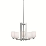 Kichler Lighting 1896NI Eileen 5-Light Up/Down Chandelier, Brushed Nickel with White-Etched Glass