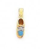Blue Enameled Baby Shoe Charm, 14K Two-Tone Gold