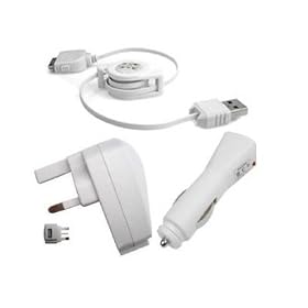 Universal 3 in 1 iPod / iPhone Mains, Car and USB Charger Power kit for Apple all Generations iPod Nano 1G 2G 3G 4G New 2008 Nano, Mini, Photo, Video, Classic 80Gb 120GB 160GB, iPod Touch 1G 2G New 2008 Touch, iPhone 1G 3G (White)