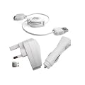 Universal 3 in 1 iPod / iPhone Mains, Car and USB Charger Power kit for Apple all Generations iPod Nano 1G 2G 3G 4G New 2008 Nano, Mini, Photo, Video, Classic 80Gb 120GB 160GB, iPod Touch 1G 2G New 2008 Touch, iPhone 1G 3G (White)
