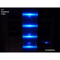 LED 4-er Glasbodenbeleuchtung-Komplett-Set in Blau+Trafo+Fu�schalter