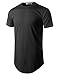 URBANCREWS Mens Hipster Hip Hop Basic Longline Crewneck T-shirt BLACK LARGE