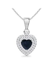 Round Diamond and Heart Sapphire Pendant