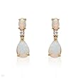 Earrings With 1.80ctw Diamonds and Created Opals Yellow Gold Length 17mm