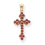 14k Garnet Cross Pendant