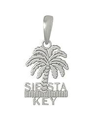 925 Solid Sterling Silver Travel Necklace Charm Pendant, Siesta Key Under Palm Tree Wi