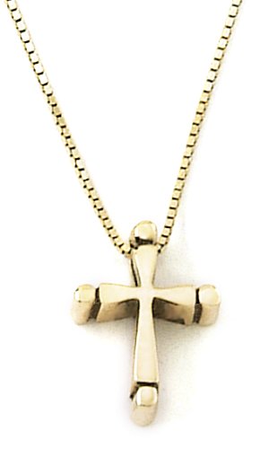 14k Yellow Gold Ball Tips Deep Cross Pendant by Bob Siemon, 18