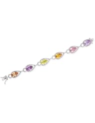CleverSilvers Multi-Gemstone Pear-Shaped CZ. Sterling Silver Bracelet