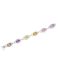 Multi-Gemstone Pear-Shaped C.Z. (.925) S/S Bracelet
