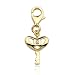 18k Gold Plated Sterling Silver Genuine Diamond Accent Heart Key Charm