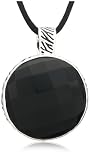 Sterling Silver Faceted Black Onyx Round Pendant by David Sigal, 18