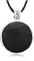 Sterling Silver Faceted Black Onyx Round Pendant by David Sigal, 18"