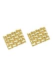 14k Gold Cufflinks - Solid 14k Gold 'Brick Wall' Cufflinks
