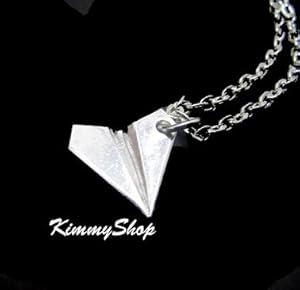 Silver Paper Airplane Necklace Pendant