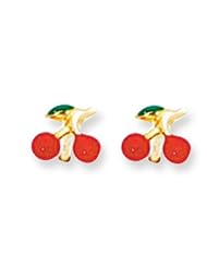 Kinds 14K Gold Cherry Enamel Stud Earrings