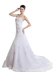 Strapless Satin Floral Print Lace-Up Wedding Dress 