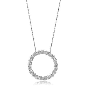 Cubic Zirconia CZ Sterling Silver Pendant Circle Pendant