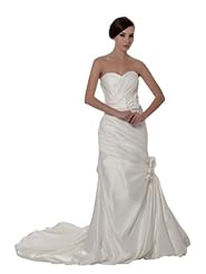 Strapless Satin Sweetheart Pleated Mermaid Spring Fall  Dress with a Chapel Train  with a Court Train  With a Ribbon  and a Sash 