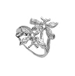 Rhodium Sterling Silver Ring with Cubic Zirconia - Size 7-9