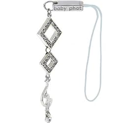 Baby Phat Silver Crystal Linear Diamond Cat Cell Phone Charm