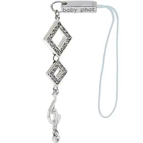 BABY PHAT Silver Crystal LINEAR DIAMOND CAT Cell Phone Charm