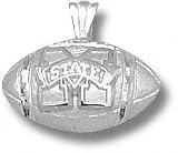 Mississippi State Bulldogs Solid Sterling Silver ''M'' Logo Football Pendant