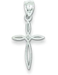 14K White Gold Cross Pendant Charm Jewelry Religious