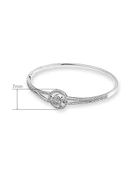 (X1000Diamond) 18K/750 White Gold Cluster Diamond Accent Bangle (Perimeter 55mm, 1.22ct, G-H Color, VS2-SI1 Clarity)