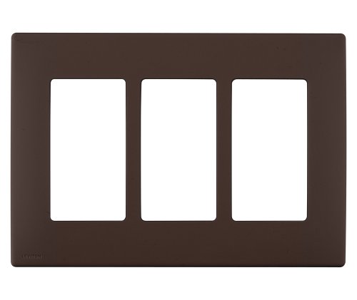 Leviton Renu REWP3-WB Three-Gang Screwless Snap-On Wallplate, Walnut Bark