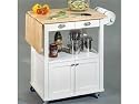 White Wood Top Kitchen Cart with Drop Leaf
