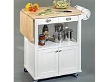 Review Home Styles  / White Wood Top Kitchen Cart with Drop Leaf