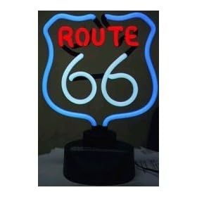 Route 66 (Blue/Red Neon) (16"h x 10"w x 6"d)