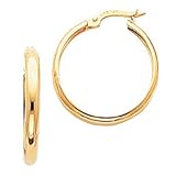 14k Gold Polished 3.00mm Lightweight Tube Endless Hoop Earrings 32mm Diameter