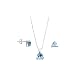 10K White Gold with Trillion Cut Blue Topaz Necklace and Earrings Set
