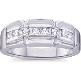 14K White Gold Men's Diamond Ring